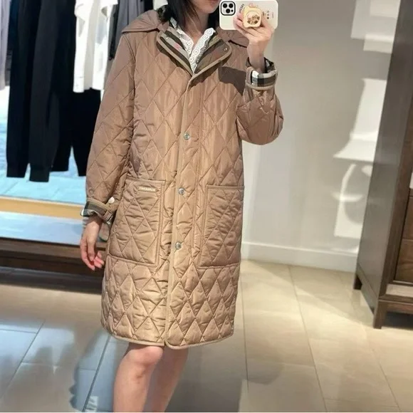 Burberry Tan Quilted Hooded Jacket L - Picture 6 of 10
